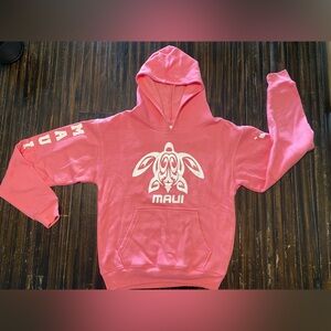 Kids Pink Maui Hoodie with Turtle Graphic